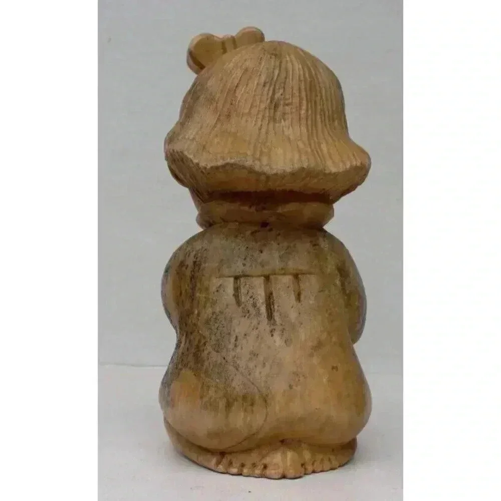 Vintage Hand Carved Wooden Praying Girl Figurine 9
